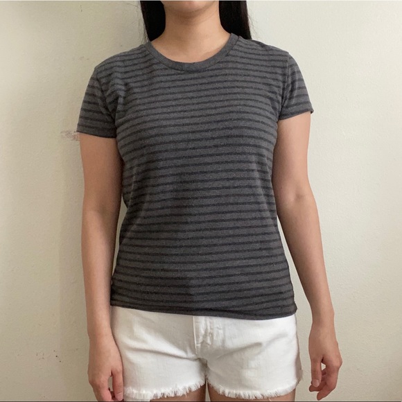 Brandy Melville Grey Stripe Tee